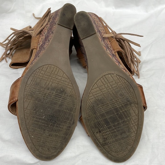 Rampage fringe side wedge heel boot sandals ladies sz 9m - Picture 7 of 8